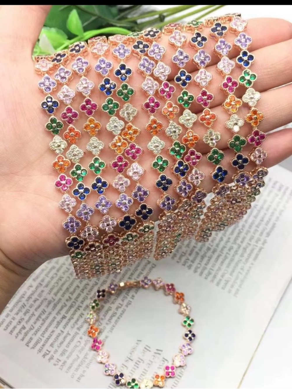 Multicolor Flower Link Bracelet - Women Jewelry